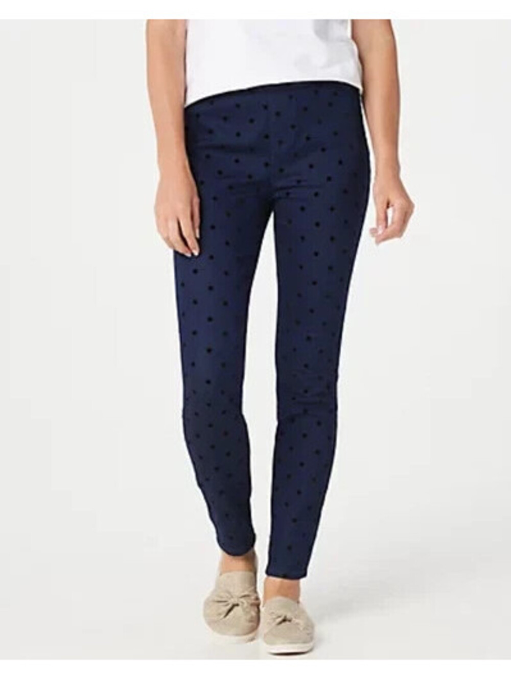Martha Stewart Tall Knit Denim Flocked Polka Dot Ankle Jeans Size 12T